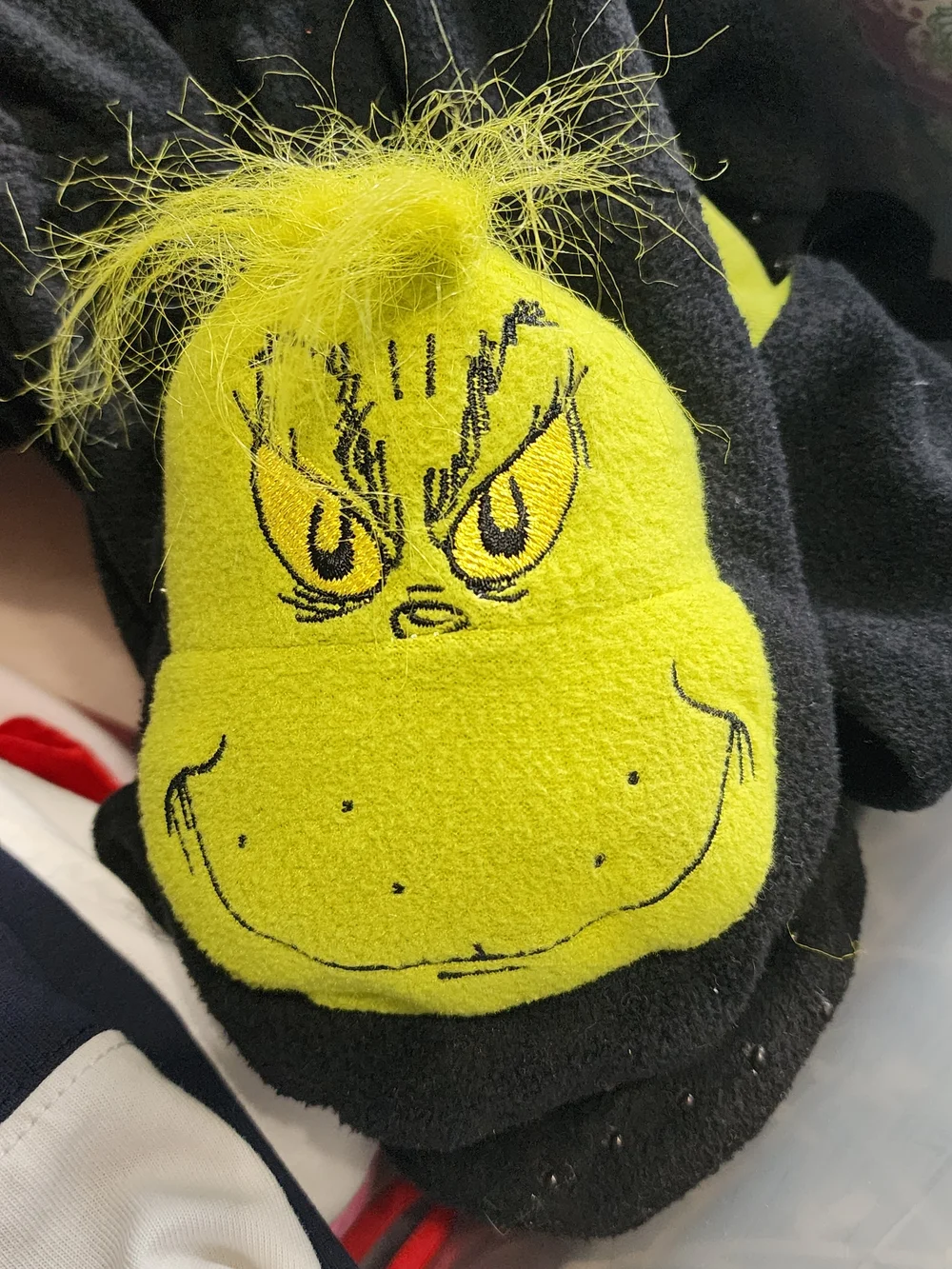 Dr. Seuss Grinch Black One-Piece Footie Pajamas with Lime Green Accents